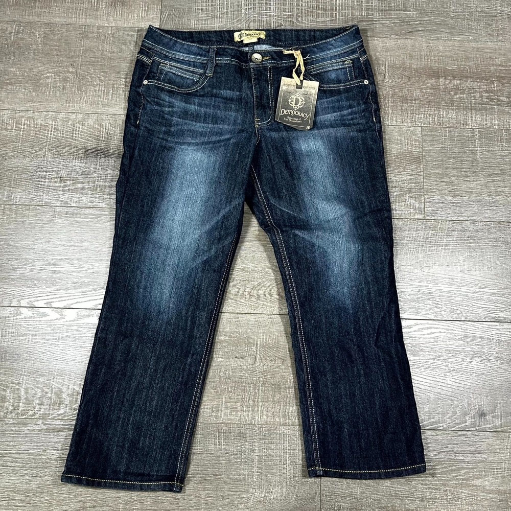 Democracy‎ Straight Jeans Women's 12 Blue Cotton Denim Dark Wash Outdoor Grunge